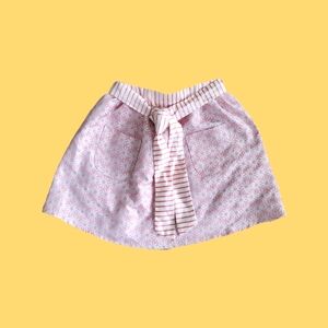 Girls' Margherita Pink + White All-Over Daisy Print Brocade Skirt 6/7Y